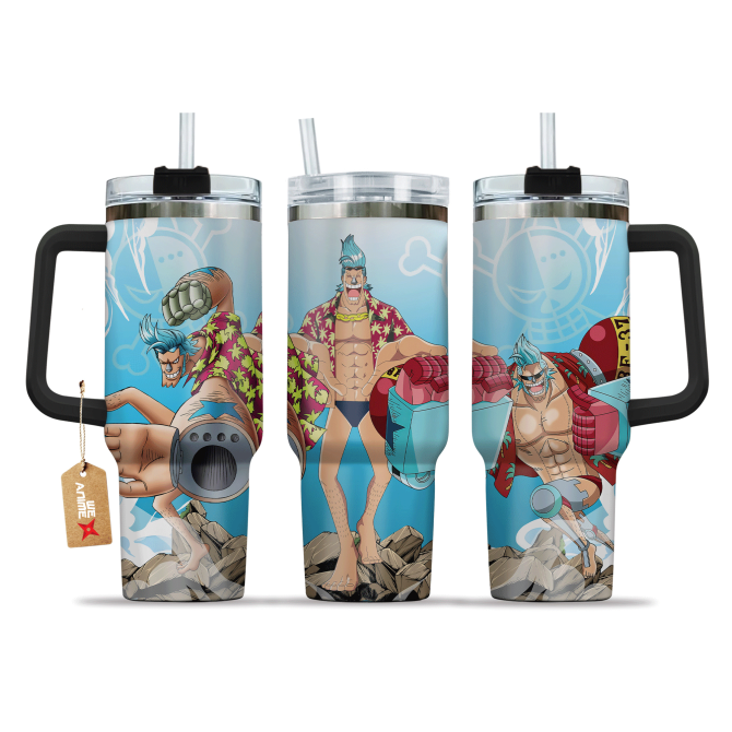 Franky One Piece Anime Custom Stanley Quencher 40Oz Stainless Steel Tumbler With Handle