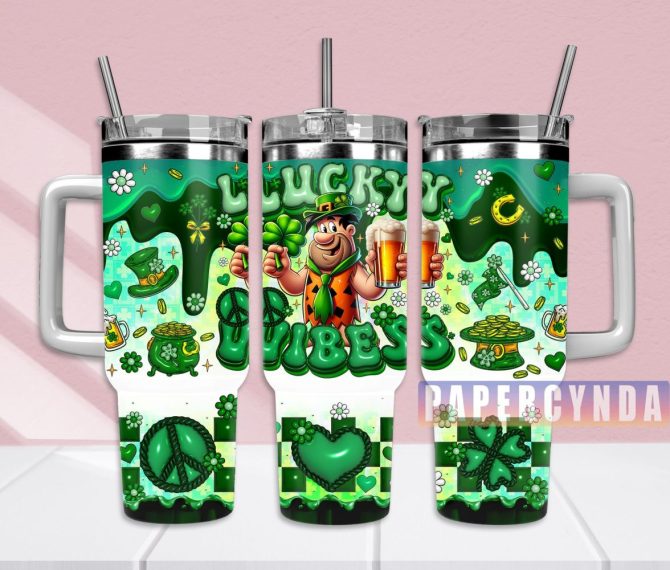 Fred Flintstones Custom Stanley Quencher 40Oz Stainless Steel Tumbler With Handle