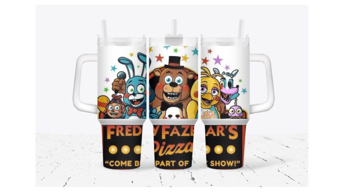 Five Nights At Freddy #8217;S Games Custom Stanley Quencher 40Oz Stainless Steel Tumbler With Handle