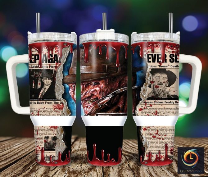 Freddy Krueger A Nightmare On Elm Street Movies Custom Stanley Quencher 40Oz Stainless Steel Tumbler With Handle