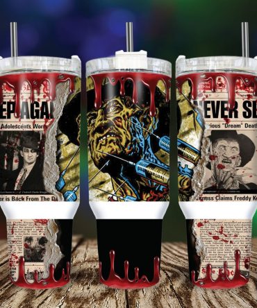 Freddy Krueger A Nightmare On Elm Street Movies Custom Stanley Quencher 40Oz Stainless Steel Tumbler With Handle