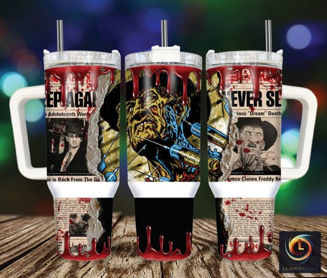 Freddy Krueger A Nightmare On Elm Street Movies Custom Stanley Quencher 40Oz Stainless Steel Tumbler With Handle