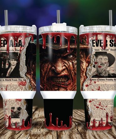Freddy Krueger A Nightmare On Elm Street Movies Custom Stanley Quencher 40Oz Stainless Steel Tumbler With Handle