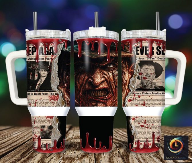 Freddy Krueger A Nightmare On Elm Street Movies Custom Stanley Quencher 40Oz Stainless Steel Tumbler With Handle