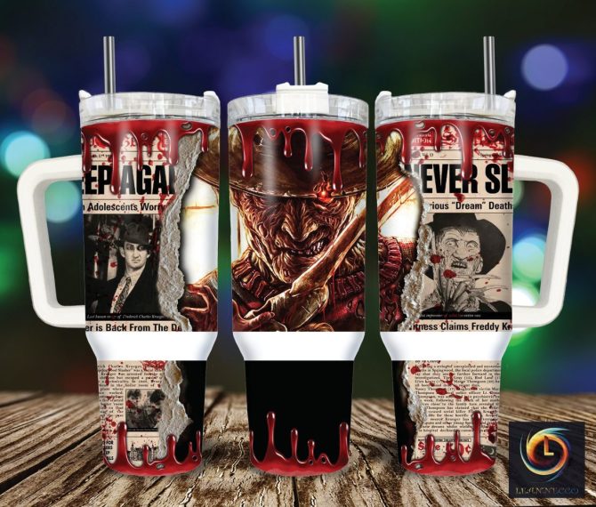 Freddy Krueger A Nightmare On Elm Street Movies Custom Stanley Quencher 40Oz Stainless Steel Tumbler With Handle