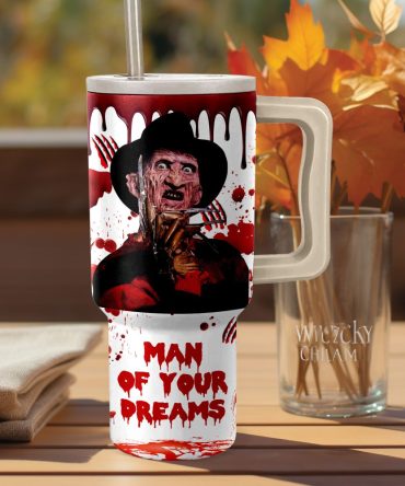 Freddy Krueger A Nightmare On Elm Street Movies Custom Stanley Quencher 40Oz Stainless Steel Tumbler With Handle