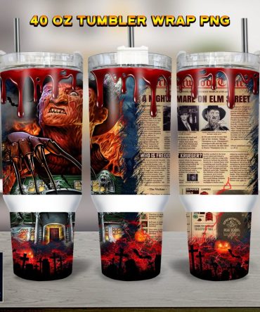 Freddy Krueger A Nightmare On Elm Street Movies Custom Stanley Quencher 40Oz Stainless Steel Tumbler With Handle