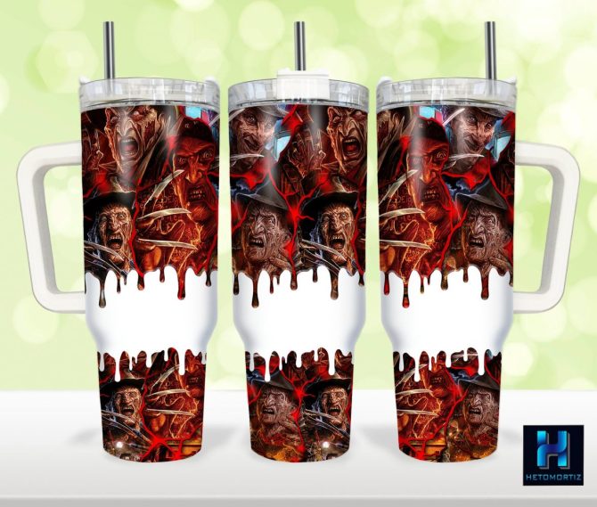 Freddy Krueger A Nightmare On Elm Street Movies Custom Stanley Quencher 40Oz Stainless Steel Tumbler With Handle