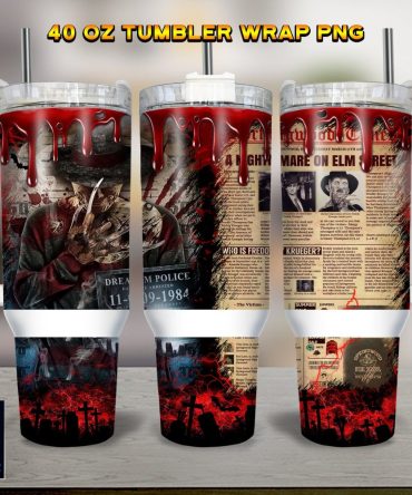 Freddy Krueger A Nightmare On Elm Street Movies Custom Stanley Quencher 40Oz Stainless Steel Tumbler With Handle