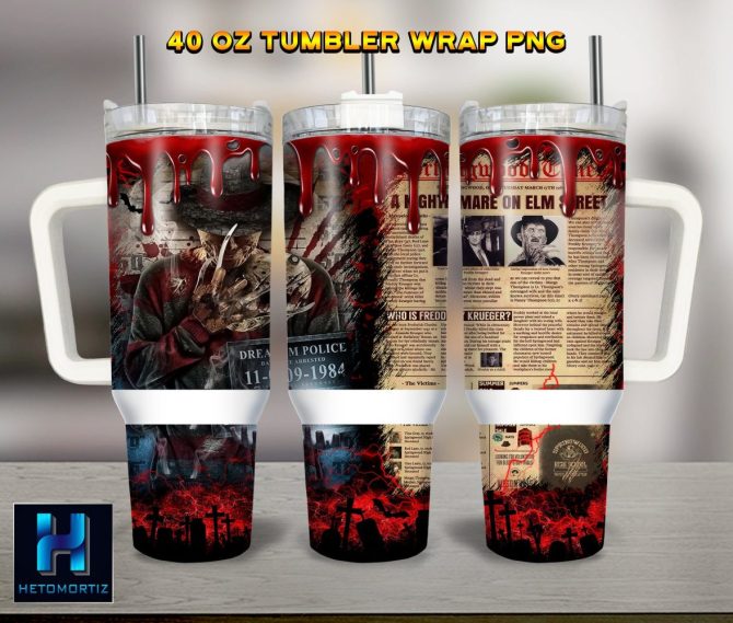 Freddy Krueger A Nightmare On Elm Street Movies Custom Stanley Quencher 40Oz Stainless Steel Tumbler With Handle