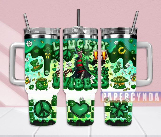 Freddy Krueger Custom Stanley Quencher 40Oz Stainless Steel Tumbler With Handle