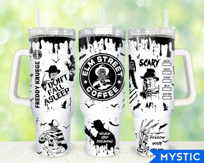Freddy Krueger Nightmare On Elm Street Movies Custom Stanley Quencher 40Oz Stainless Steel Tumbler With Handle