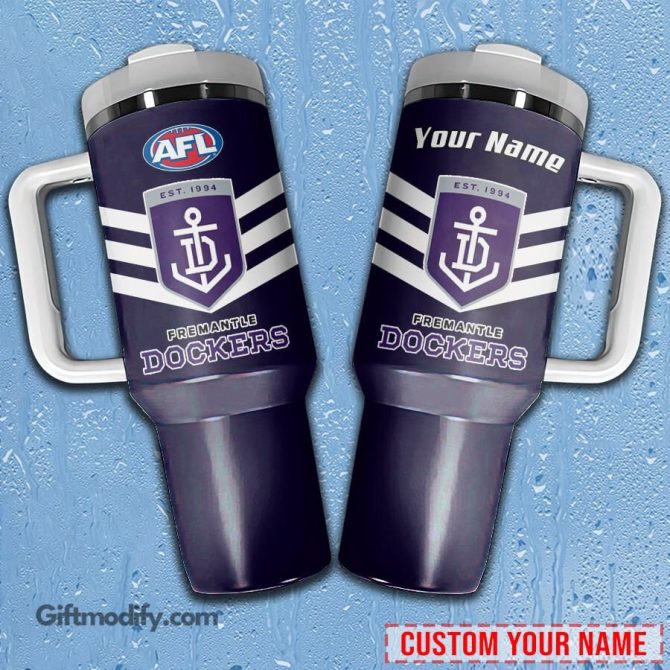 Fremantle Dockers Afl Custom Stanley Quencher 40Oz Stainless Steel Tumbler With Handle - Image 2