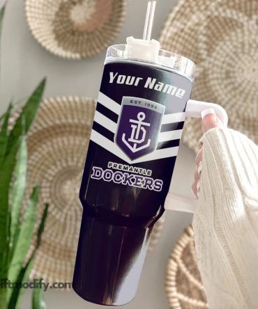 Fremantle Dockers Afl Custom Stanley Quencher 40Oz Stainless Steel Tumbler With Handle