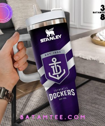 Fremantle Dockers Afl Custom Stanley Quencher 40Oz Stainless Steel Tumbler With Handle