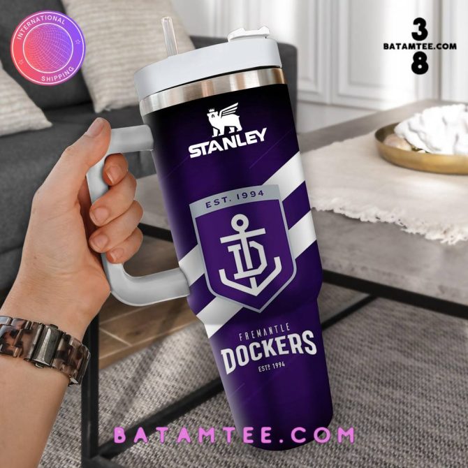 Fremantle Dockers Afl Custom Stanley Quencher 40Oz Stainless Steel Tumbler With Handle