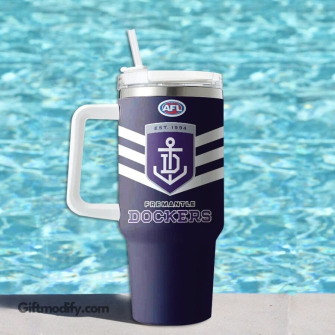 Fremantle Dockers Afl Custom Stanley Quencher 40Oz Stainless Steel Tumbler With Handle - Image 3