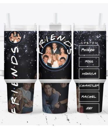 Friends Round Black Movies Custom Stanley Quencher 40Oz Stainless Steel Tumbler With Handle