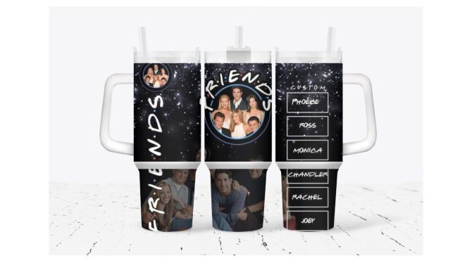 Friends Round Black Movies Custom Stanley Quencher 40Oz Stainless Steel Tumbler With Handle