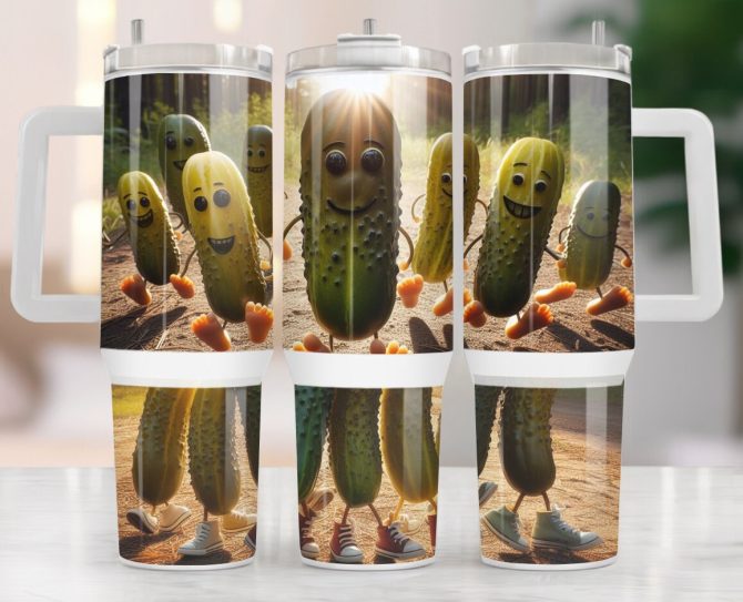 Funny 3D Pickles Custom Stanley Quencher 40Oz Stainless Steel Tumbler With Handle