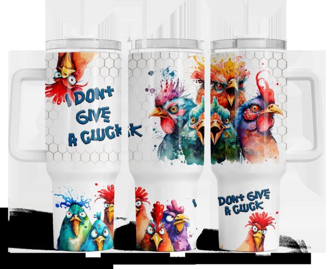 Funny Chickens Custom Stanley Quencher 40Oz Stainless Steel Tumbler With Handle