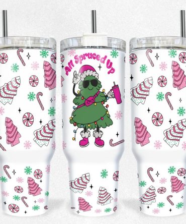 Funny Christmas Tree Custom Stanley Quencher 40Oz Stainless Steel Tumbler With Handle