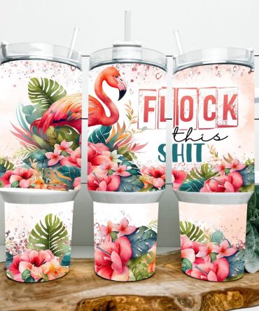 Funny Flamingo Tropical Floral Custom Stanley Quencher 40Oz Stainless Steel Tumbler With Handle