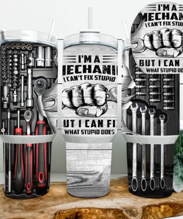 Funny Mechanic Custom Stanley Quencher 40Oz Stainless Steel Tumbler With Handle