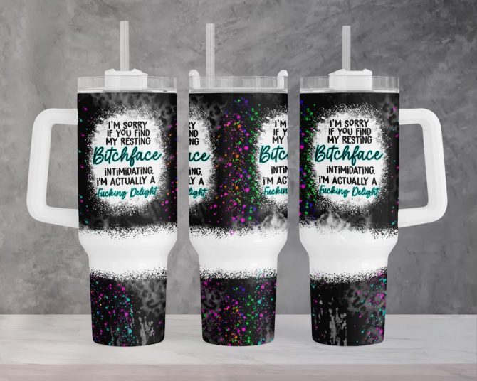 Funny Quotes Leopard Print Custom Stanley Quencher 40Oz Stainless Steel Tumbler With Handle