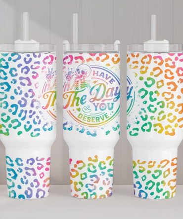 Funny Skeleton Leopard Print Custom Stanley Quencher 40Oz Stainless Steel Tumbler With Handle