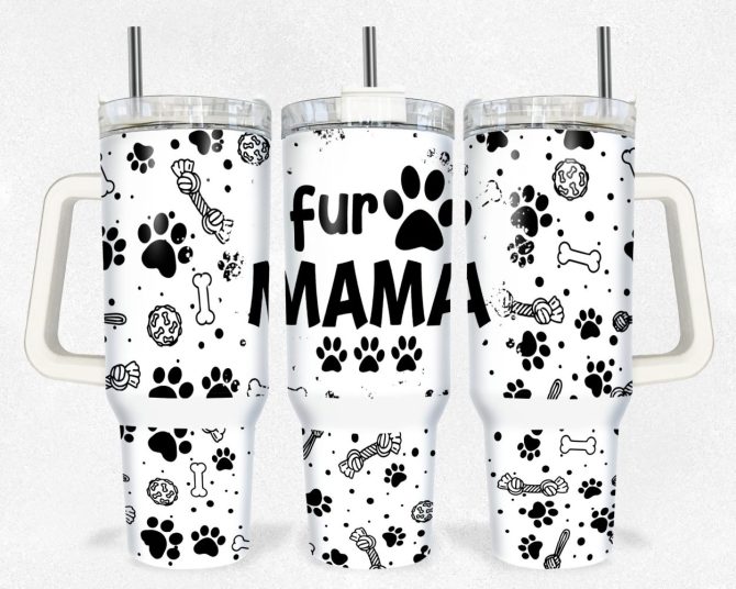 Fur Mama Custom Stanley Quencher 40Oz Stainless Steel Tumbler With Handle