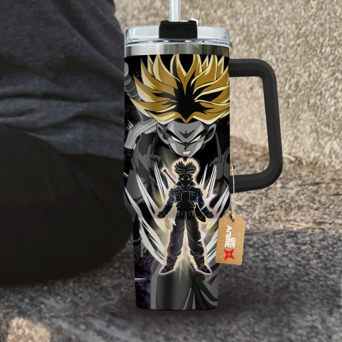 Future Trunks Super Saiyan 2 Dragon Ball Anime Custom Stanley Quencher 40Oz Stainless Steel Tumbler With Handle - Image 4