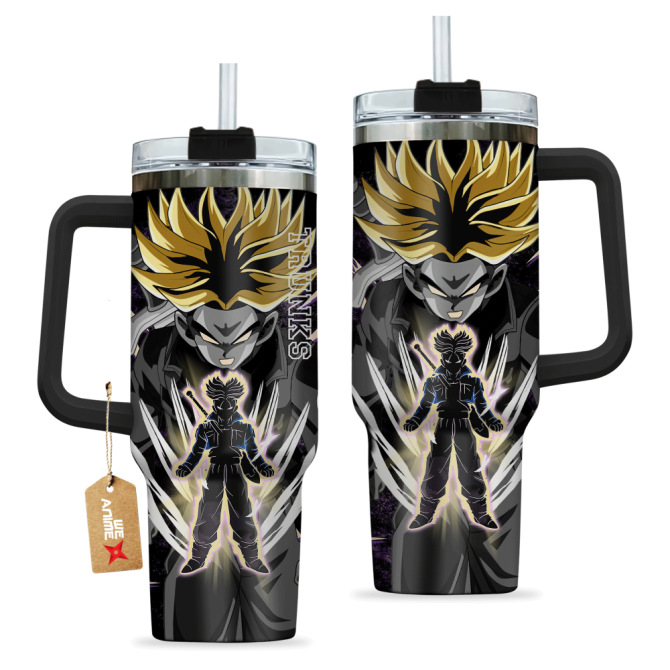 Future Trunks Super Saiyan 2 Dragon Ball Anime Custom Stanley Quencher 40Oz Stainless Steel Tumbler With Handle - Image 3
