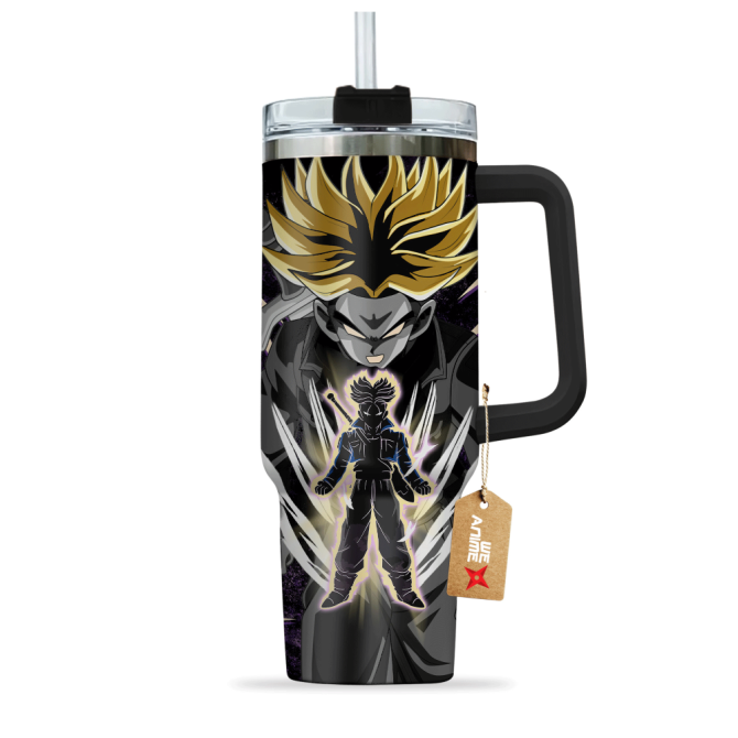 Future Trunks Super Saiyan 2 Dragon Ball Anime Custom Stanley Quencher 40Oz Stainless Steel Tumbler With Handle - Image 2