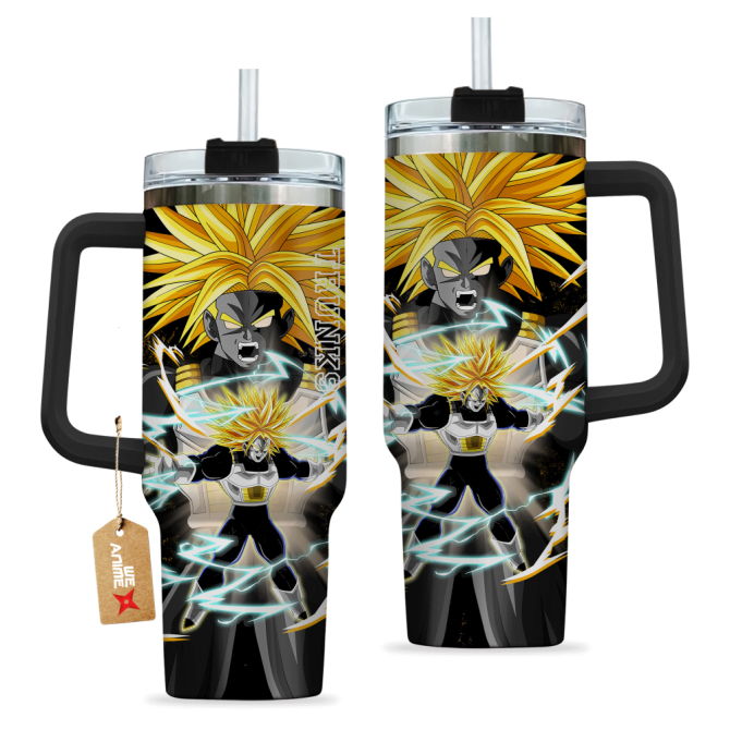 Future Trunks Ultra Super Saiyan Dragon Ball Anime Custom Stanley Quencher 40Oz Stainless Steel Tumbler With Handle - Image 3
