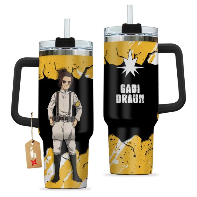 Gabi Braun Attack On Titan Anime Custom Stanley Quencher 40Oz Stainless Steel Tumbler With Handle