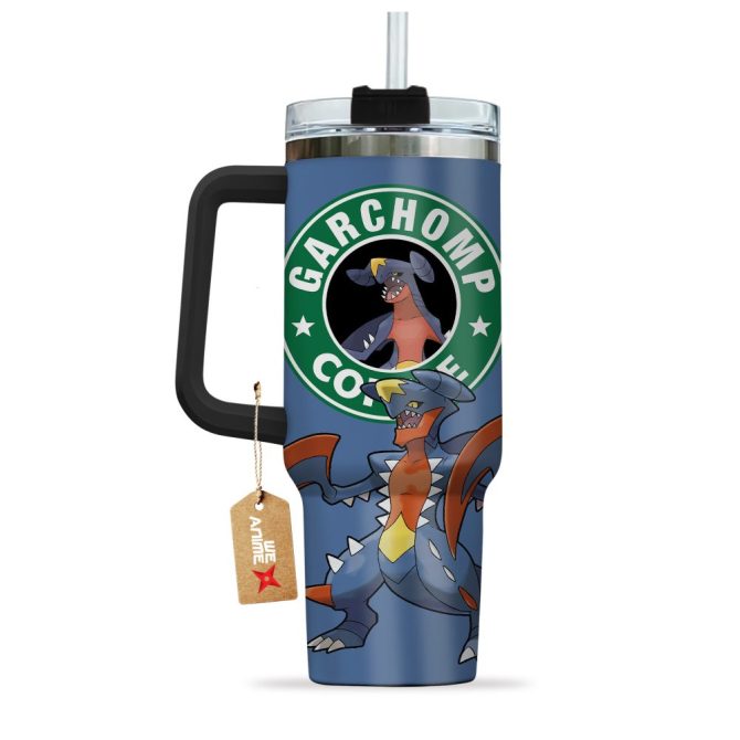 Garchomp Coffee Pokemon Anime Custom Stanley Quencher 40Oz Stainless Steel Tumbler With Handle - Image 4