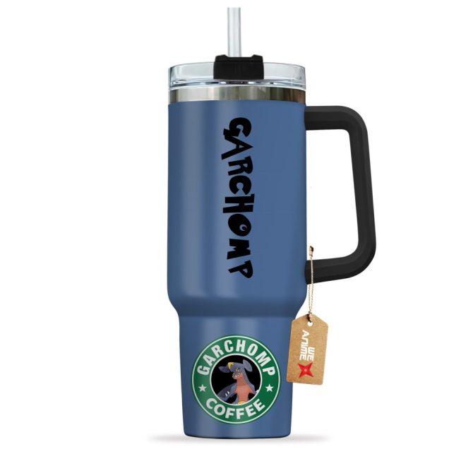 Garchomp Coffee Pokemon Anime Custom Stanley Quencher 40Oz Stainless Steel Tumbler With Handle - Image 3