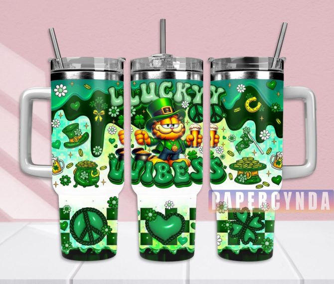 Garfield Custom Stanley Quencher 40Oz Stainless Steel Tumbler With Handle