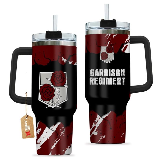 Garrison Regiment Attack On Titan Anime Custom Stanley Quencher 40Oz Stainless Steel Tumbler With Handle