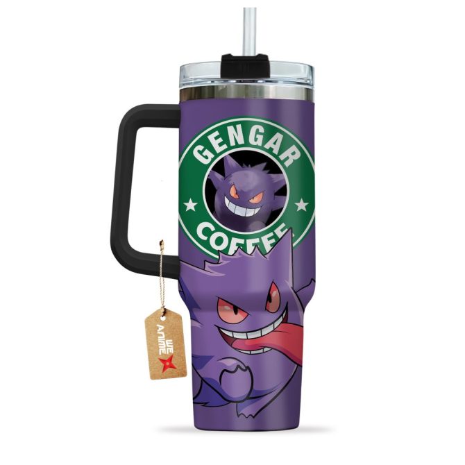 Gengar Coffee Pokemon Anime Custom Stanley Quencher 40Oz Stainless Steel Tumbler With Handle - Image 4