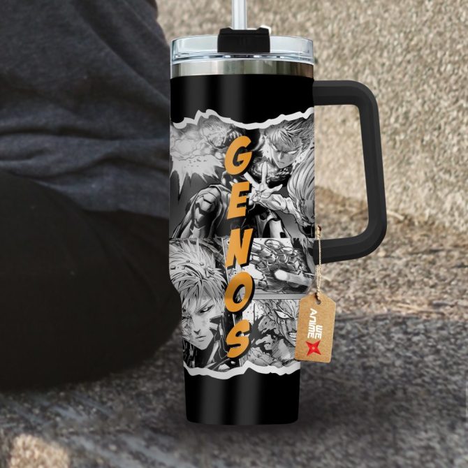 Genos One-Punch Man Anime Custom Stanley Quencher 40Oz Stainless Steel Tumbler With Handle - Image 4