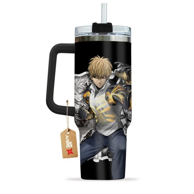 Genos One-Punch Man Anime Custom Stanley Quencher 40Oz Stainless Steel Tumbler With Handle - Image 3