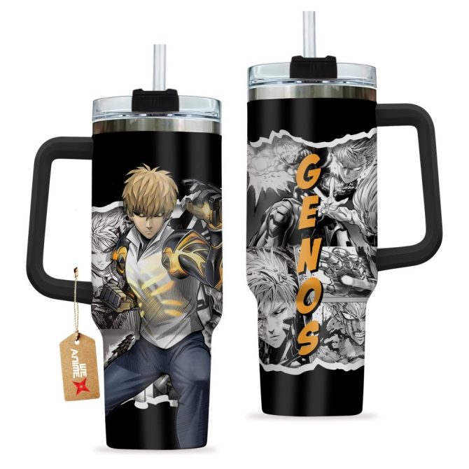 Genos One-Punch Man Anime Custom Stanley Quencher 40Oz Stainless Steel Tumbler With Handle