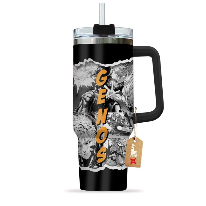 Genos One-Punch Man Anime Custom Stanley Quencher 40Oz Stainless Steel Tumbler With Handle - Image 2