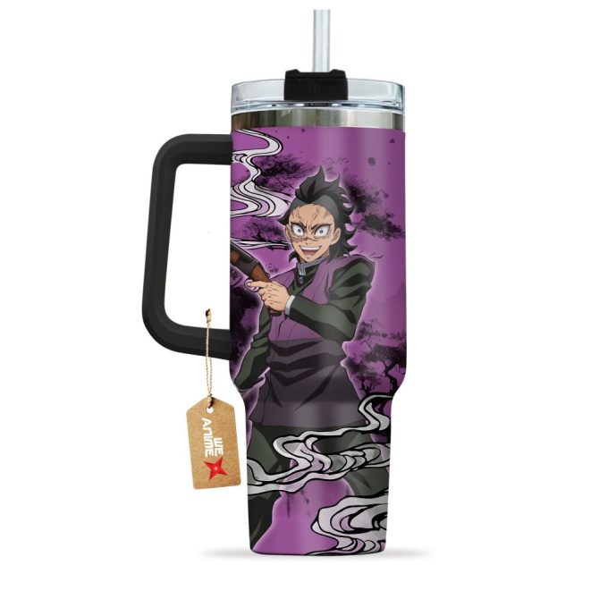 Genya Shinazugawa Kimestu No Yaiba Anime Custom Stanley Quencher 40Oz Stainless Steel Tumbler With Handle - Image 3
