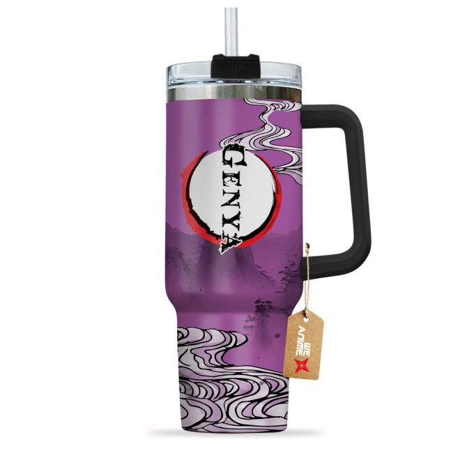 Genya Shinazugawa Kimestu No Yaiba Anime Custom Stanley Quencher 40Oz Stainless Steel Tumbler With Handle - Image 2