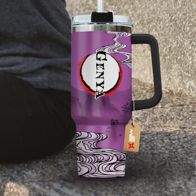 Genya Shinazugawa Kimestu No Yaiba Anime Custom Stanley Quencher 40Oz Stainless Steel Tumbler With Handle - Image 4