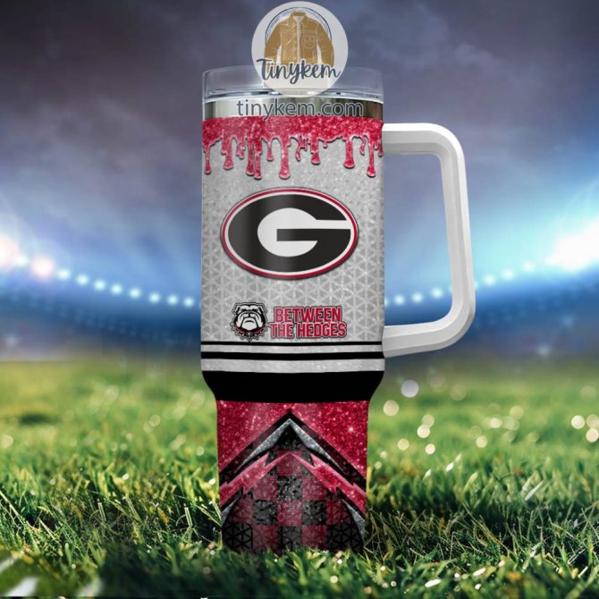 Georgia Bulldogs Glitter Ncaa Custom Stanley Quencher 40Oz Stainless Steel Tumbler With Handle - Image 4