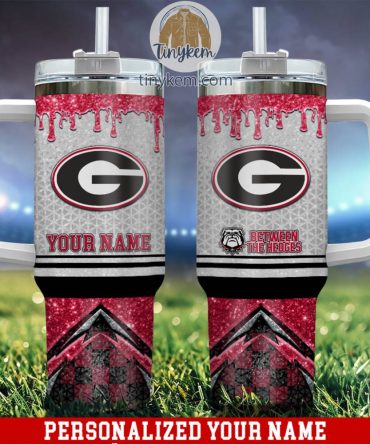 Georgia Bulldogs Glitter Ncaa Custom Stanley Quencher 40Oz Stainless Steel Tumbler With Handle